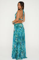 Sexy Backless V-Neck Tie-Dye Chiffon Maxi Dress