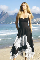 Elegant Lace Appliqué Spaghetti Strap Maxi Dress