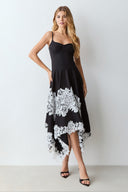 Elegant Lace Appliqué Spaghetti Strap Maxi Dress