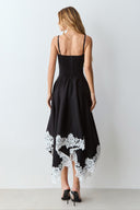 Elegant Lace Appliqué Spaghetti Strap Maxi Dress