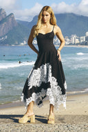 Elegant Lace Appliqué Spaghetti Strap Maxi Dress