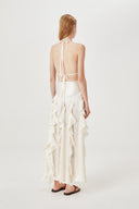 Elegant Halter Neck Ruffled Cutout Maxi Dress