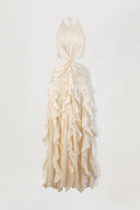 Elegant Halter Neck Ruffled Cutout Maxi Dress