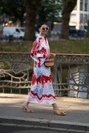 Retro Baroque Print High-Neck Kaftan Maxi Dress