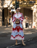 Retro Baroque Print High-Neck Kaftan Maxi Dress