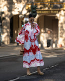 Retro Baroque Print High-Neck Kaftan Maxi Dress