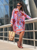 Casual Tropical Parrot Print Loose Mini Dress