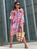 Casual Tropical Parrot Print Loose Mini Dress