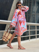 Casual Tropical Parrot Print Loose Mini Dress