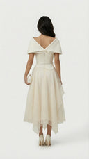 Elegant Off-Shoulder Pleated Midi Dress