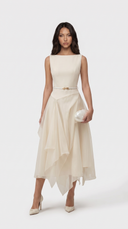 Elegant Off-Shoulder Pleated Midi Dress