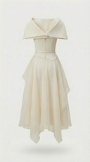 Elegant Off-Shoulder Pleated Midi Dress