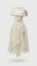 Elegant Off-Shoulder Pleated Midi Dress