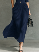 Elegant Button-Front Lapel Knit Maxi Dress