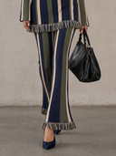 Minimalist Vertical-Stripe Knit Two-Piece Set