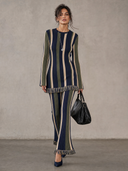 Minimalist Vertical-Stripe Knit Two-Piece Set