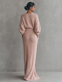 Minimalist V-neck knitted maxi dress