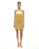 Exquisite Halter Layered Fringe Mini Dress