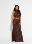 Elegant Crochet Lace Halter Top & Maxi Skirt Two-Piece Set