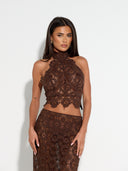 Elegant Crochet Lace Halter Top & Maxi Skirt Two-Piece Set