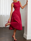 Elegant Cutout A-Line Midi Dress