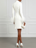 Minimalist Feather Cuff Tailored Mini Blazer Dress