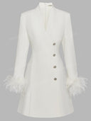 Minimalist Feather Cuff Tailored Mini Blazer Dress