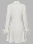 Minimalist Feather Cuff Tailored Mini Blazer Dress