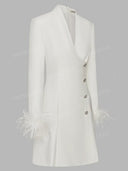 Minimalist Feather Cuff Tailored Mini Blazer Dress