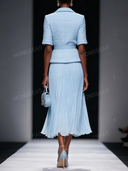 Tweed Peplum Blazer & Pleated Midi Skirt Set