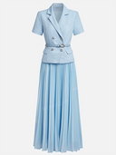 Tweed Peplum Blazer & Pleated Midi Skirt Set