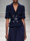 Tweed Peplum Blazer & Pleated Midi Skirt Set