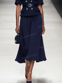 Tweed Peplum Blazer & Pleated Midi Skirt Set