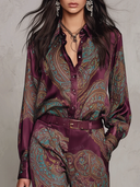 Paisley Print Shirt & Wide Leg Pants Set