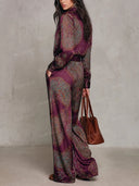 Paisley Print Shirt & Wide Leg Pants Set