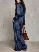 Paisley Print Shirt & Wide Leg Pants Set