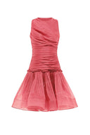 Ruched Drop Waist Organza Mini Dress