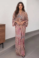 Bohemian Kimono-Inspired Tie-Dye Print Waist-Tie Maxi Dress
