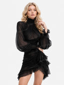 Elegant Pleated Tulle Mini Dress