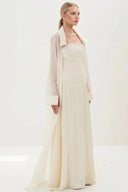 Elegant Satin Maxi Dress & Long Sheer Chiffon Cover-Up Two-Piece Set