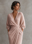 Minimalist V-Neck Knitted Maxi Dress