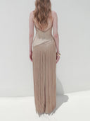 Elegant Backless Knitted Tassel Maxi Dress