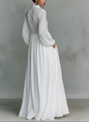 Casual Long-sleeved Pleated Maxi Dress