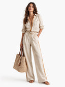 Minimalist Relaxed Button-Up Shirt & Drawstring Wide Leg Pants Set