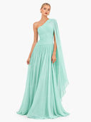 Elegant One-Shoulder Ruched Maxi Dress