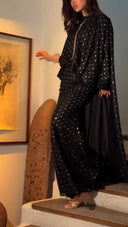 Elegant Gold Dot Print Robe Two-Piece Set
