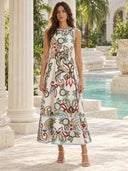 Bohemian Style Paisley Print Sleeveless Maxi Dress