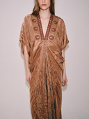 Elegant Embroidered Print V-Neck Maxi Dress