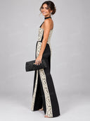 Elegant One-Shoulder Lace Panel Two-Piece Set