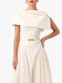 Elegant Off-Shoulder Pleated Midi Dress